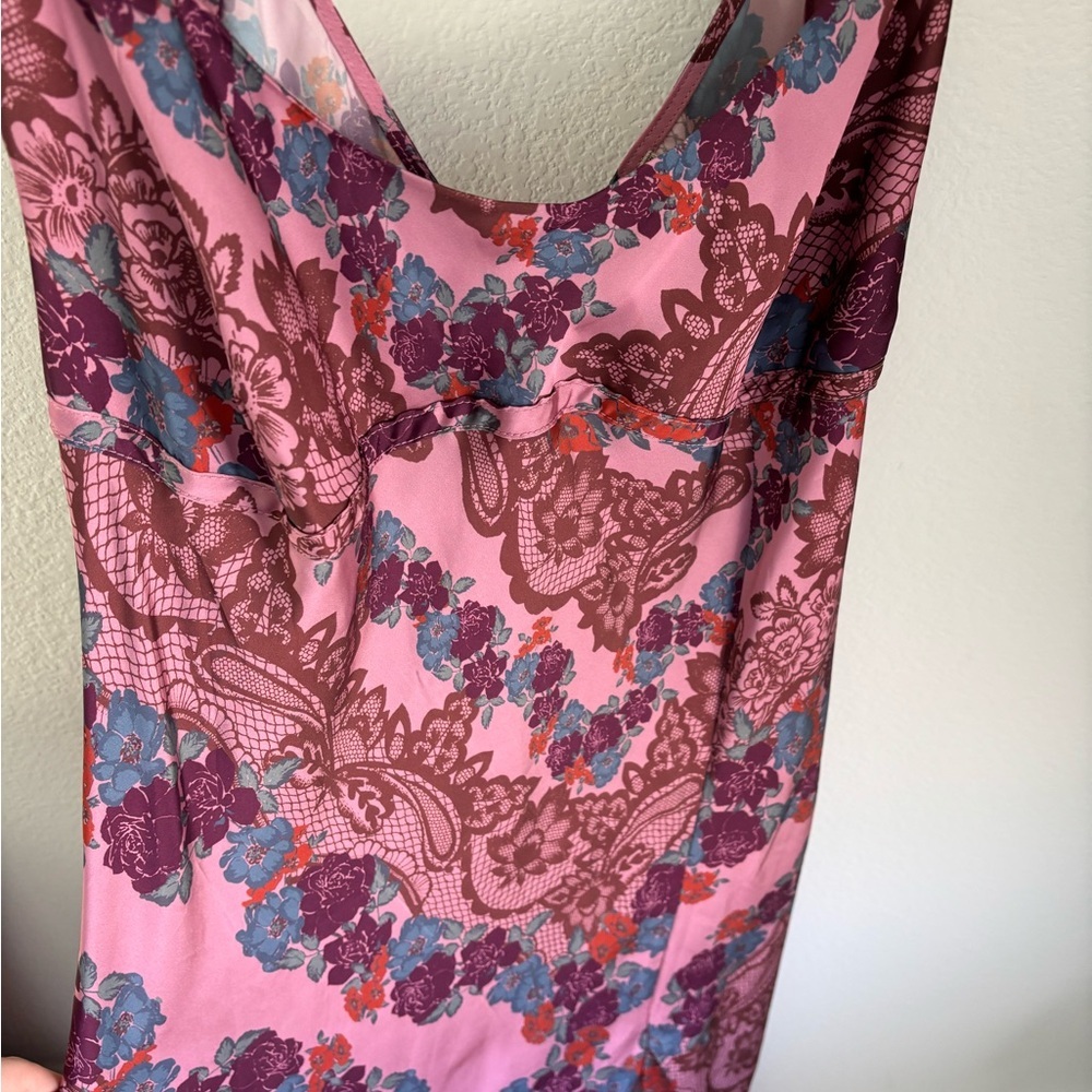 Intimately by Free People Pink Floral Lace Print Maxi Slip Dress| size m | boho - Picture 4 of 13